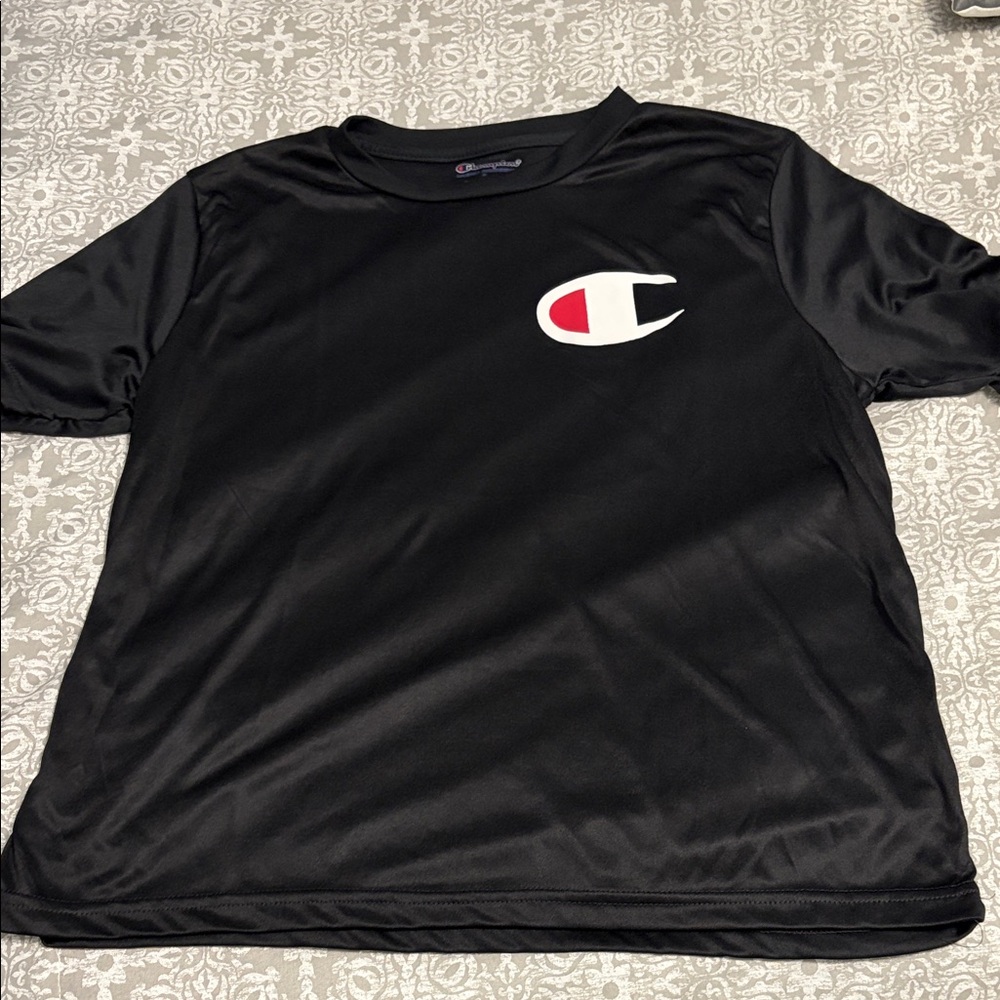 Champion Black Tee with Iconic Logo